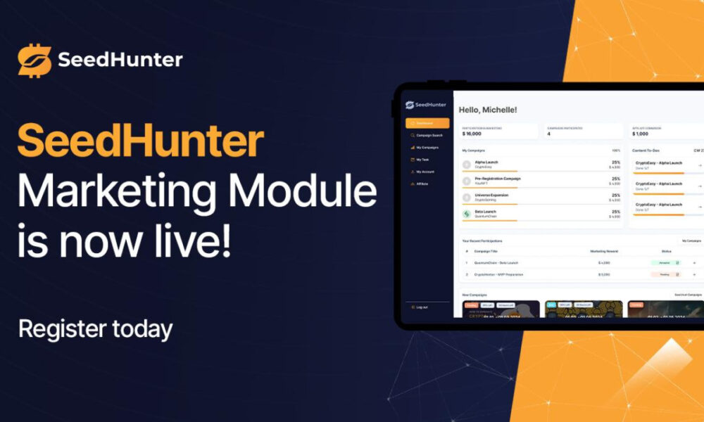 El módulo de marketing de SeedHunter está activo: campañas de influencers Web3 con pago en monedas estables