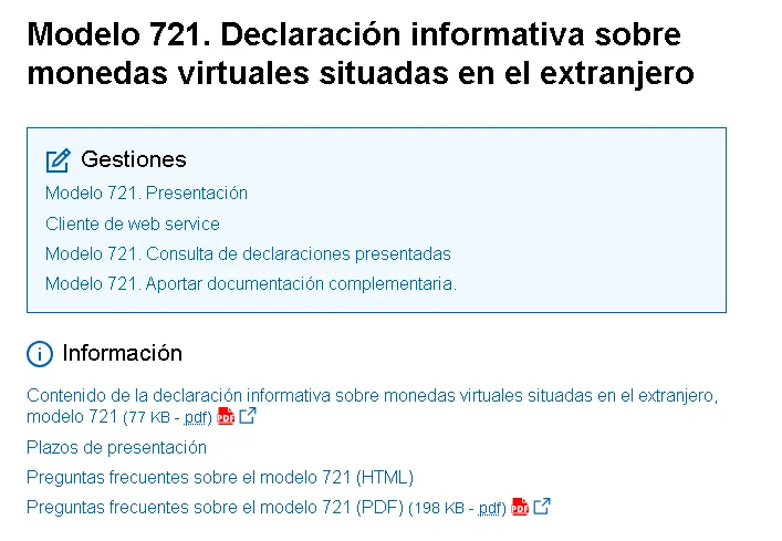 Multas por no declarar criptomonedas. Modelo 721. Fuente: Agencia Tributaria