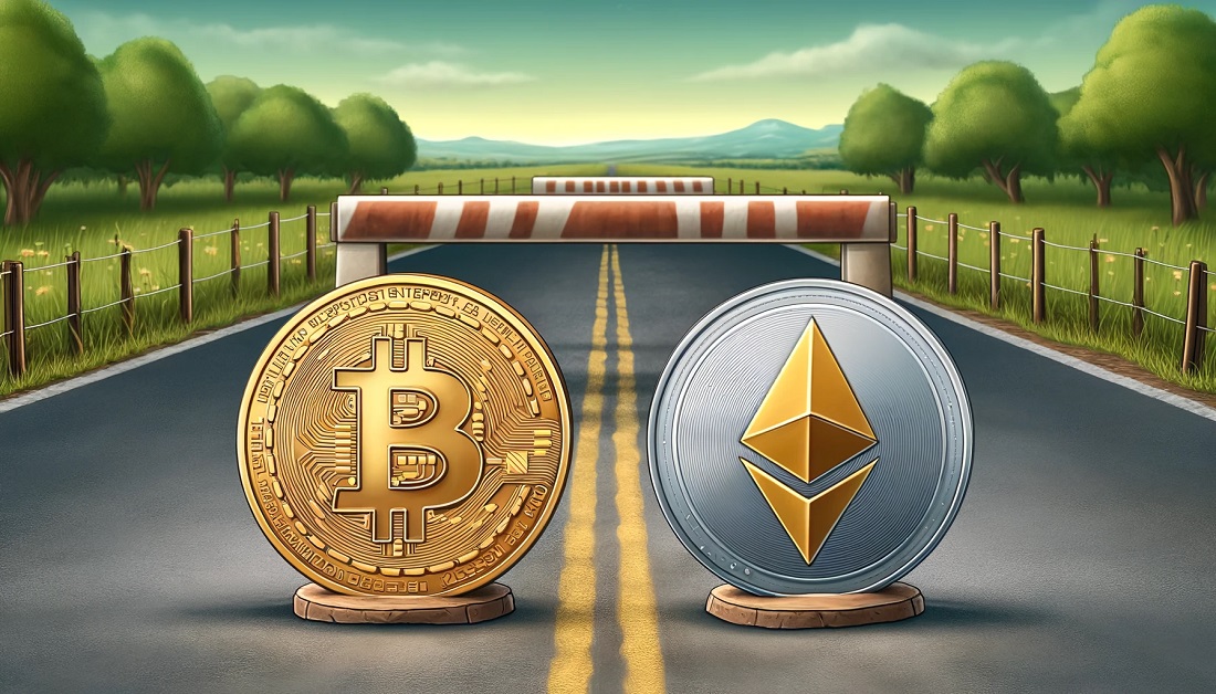 Precio de bitcoin y Ethereum chocan con una barrera en su rumbo alcista