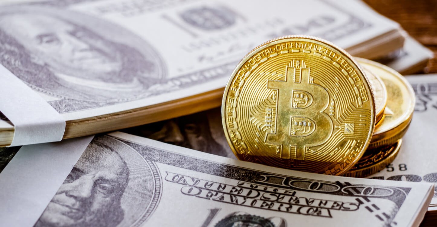 US Dollar and Bitcoin placed together to show investment concept